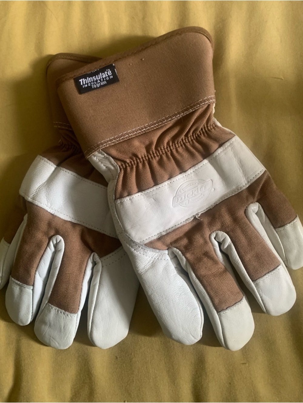 Dickies Brown and White Work Glove Pair